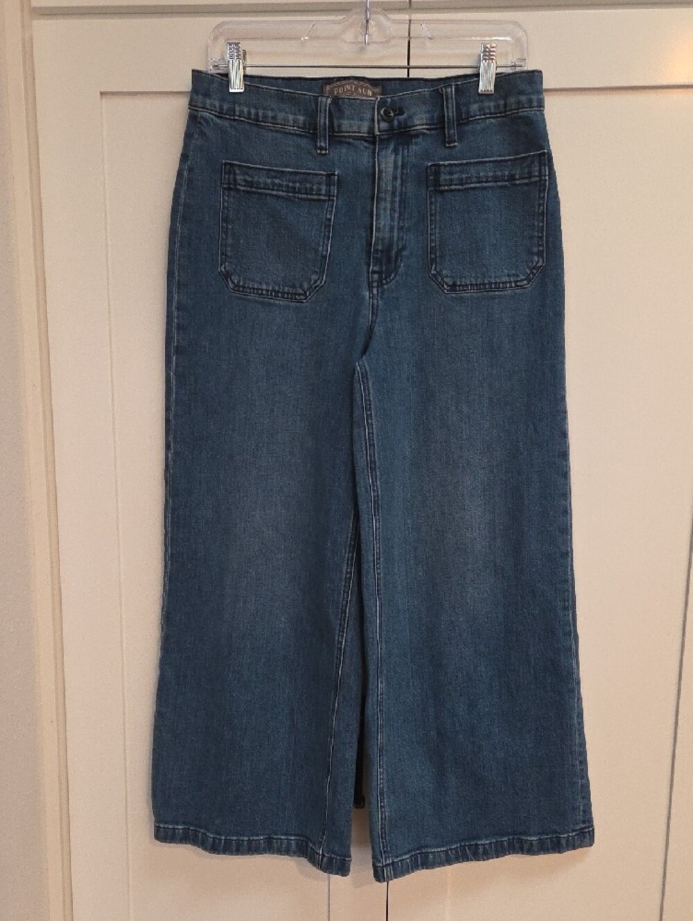 Point Sur J. Crew Mid-Blue Wide-Leg Crop Jeans - Picture 3 of 9